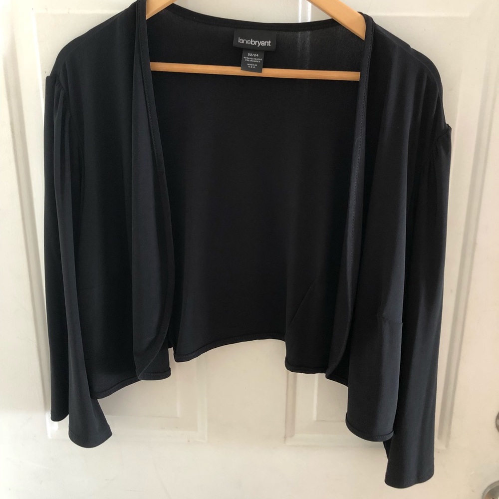 Lane Bryant:: Cropped Open Front Black Cardigan